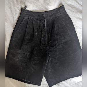 Vintage 80s Wilsons Leather high waisted,  oversized black suede shorts
